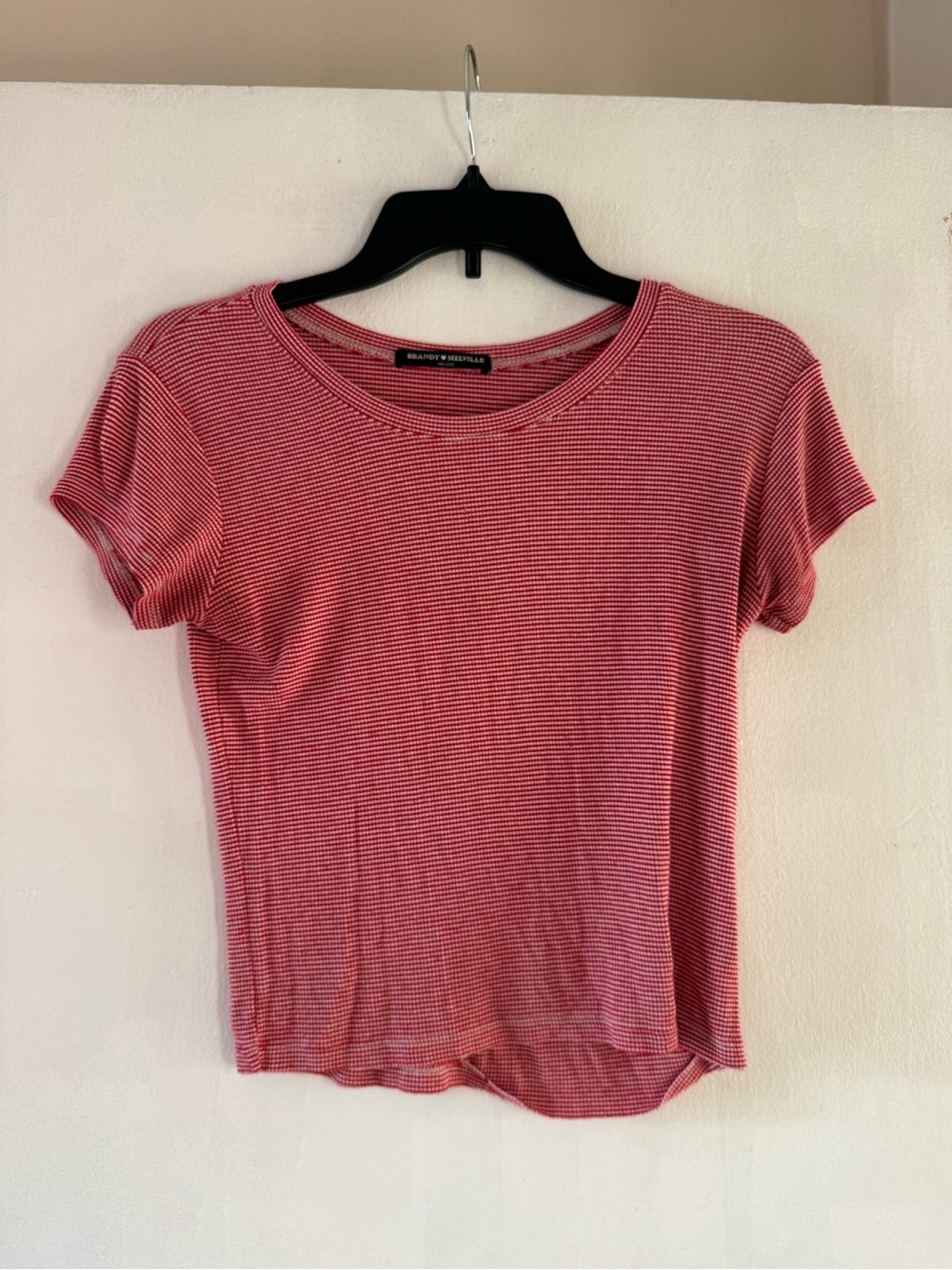 Brandy Melville Red and White Striped Tee